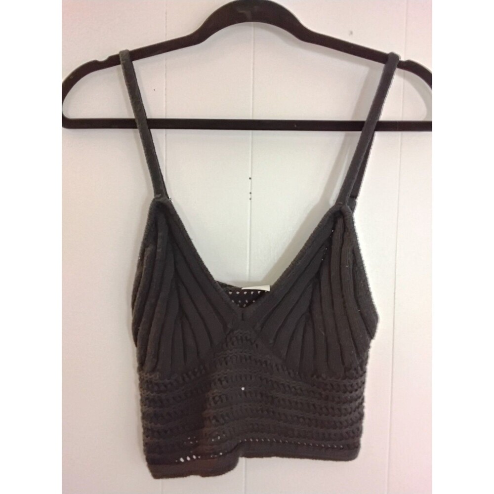 🌸Wild Fble   Crochet + Knit Rib Halter Top  Black Size M🌸